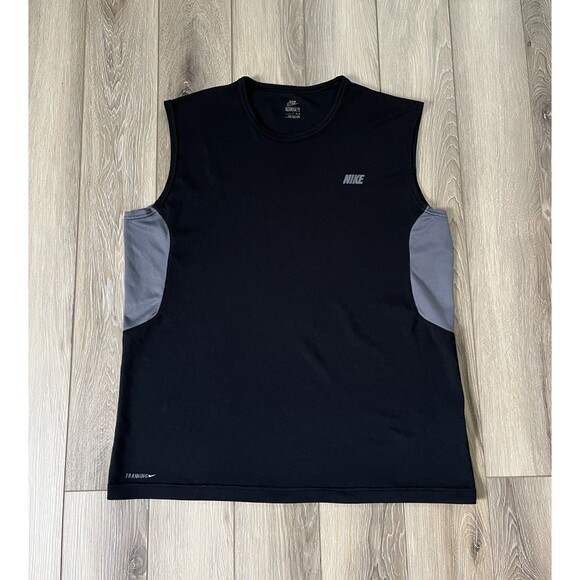 Nike Men's Black/Gray Spellout Logo Training Muscle Tank Top Shirt Size Large - Picture 1 of 10